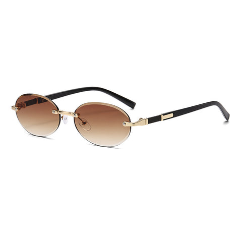 Trimming Oval Frame Sunglasses Frameless Hot Girl Sunglasses Trimming Oval Frame Sunglasses Frameless Hot Girl Sunglasses