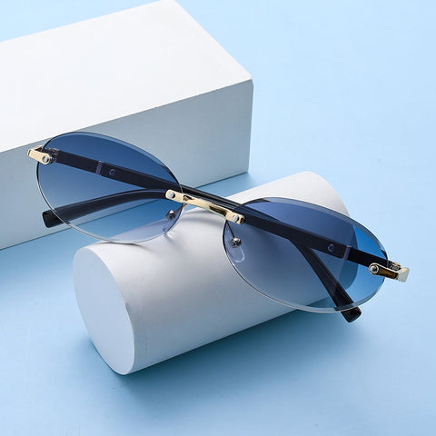 Trimming Oval Frame Sunglasses Frameless Hot Girl Sunglasses Trimming Oval Frame Sunglasses Frameless Hot Girl Sunglasses
