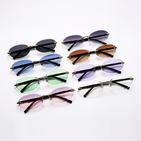 Trimming Oval Frame Sunglasses Frameless Hot Girl Sunglasses Trimming Oval Frame Sunglasses Frameless Hot Girl Sunglasses