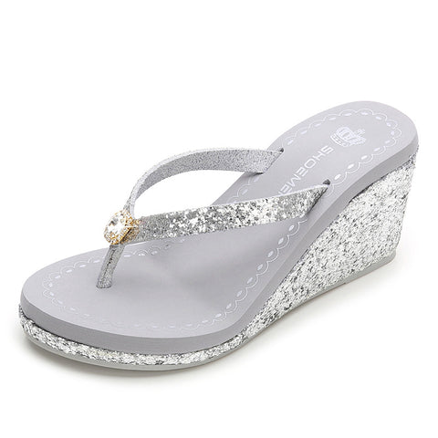 Summer Sequins Rhinestone Women's High Heel Slippers Summer Sequins Rhinestone Women's High Heel Slippers