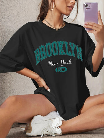 Women's Casual Printed T-Shirt – Drop Shoulder Summer Style