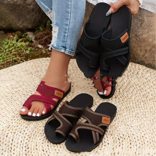 Summer Breathable Mesh Peep-Toe Slippers – European & American Style