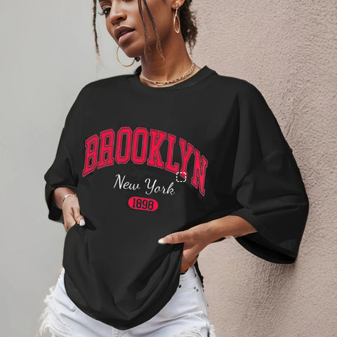 Women's Casual Printed T-Shirt – Drop Shoulder Summer Style