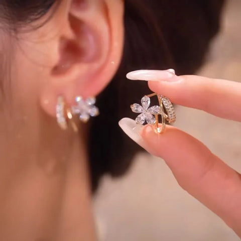 Luxury Zircon Earrings for Women – Butterfly & Flower Drop Style