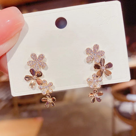 Luxury Zircon Earrings for Women – Butterfly & Flower Drop Style