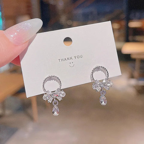 Luxury Zircon Earrings for Women – Butterfly & Flower Drop Style