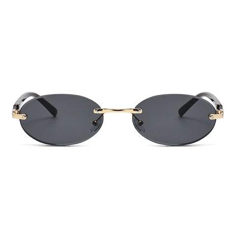 Trimming Oval Frame Sunglasses Frameless Hot Girl Sunglasses