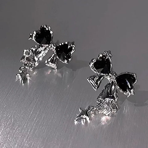 Women’s Bowknot Zircon Stud Earrings – Silver Color, Fashion Jewelry