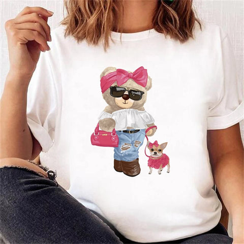 Women’s Short Sleeve Bear Tee – Trendy & Cute