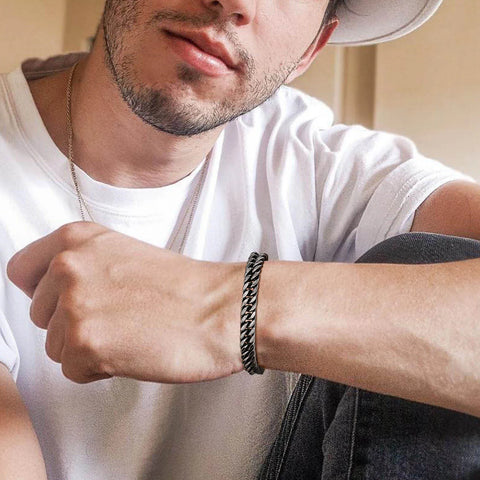 Vnox Heavy Cuban Bracelet – Stainless Steel Punk Rock Jewelry