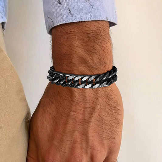 Vnox Heavy Cuban Bracelet – Stainless Steel Punk Rock Jewelry