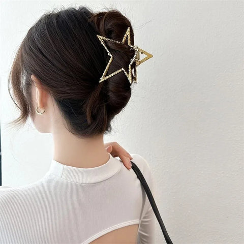 Trendy Metal Hair Claws – Geometric Star Hairpins & Hairgrips