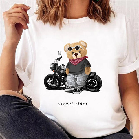 Women’s Short Sleeve Bear Tee – Trendy & Cute