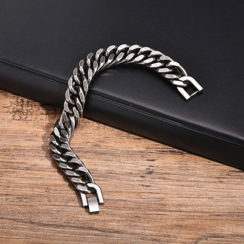 Vnox Heavy Cuban Bracelet – Stainless Steel Punk Rock Jewelry