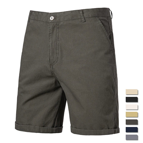 Classic Khaki Men’s Shorts – Cotton, Knee-Length, Summer Wear
