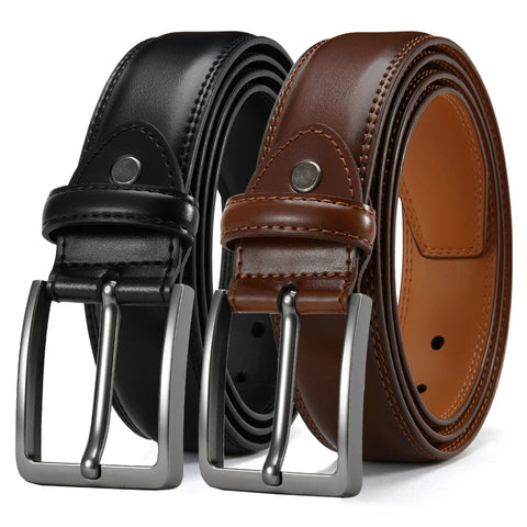 Men’s Cowhide Belt – Metal Buckle, Adjustable, Business Style
