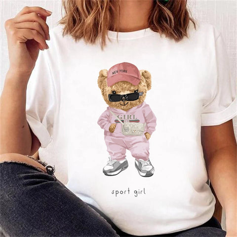 Women’s Short Sleeve Bear Tee – Trendy & Cute