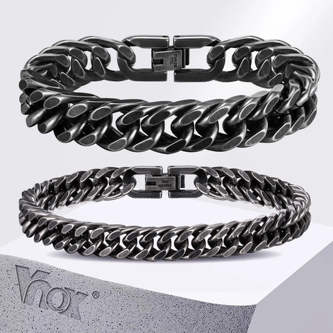Vnox Heavy Cuban Bracelet – Stainless Steel Punk Rock Jewelry
