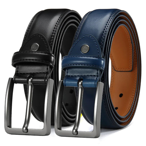 Men’s Cowhide Belt – Metal Buckle, Adjustable, Business Style