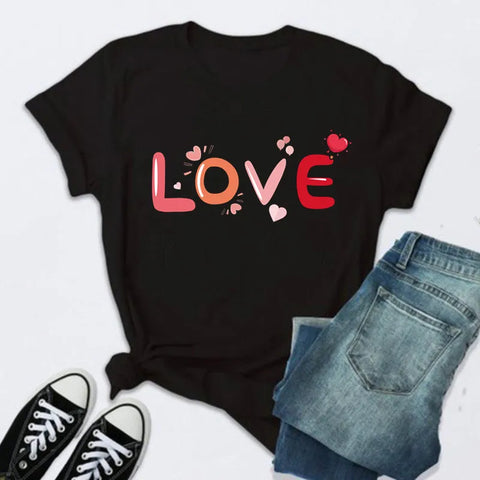 Women’s Fashion T-Shirt – Rose Print Short Sleeve Top