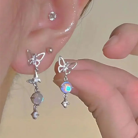 Women’s Bowknot Zircon Stud Earrings – Silver Color, Fashion Jewelry