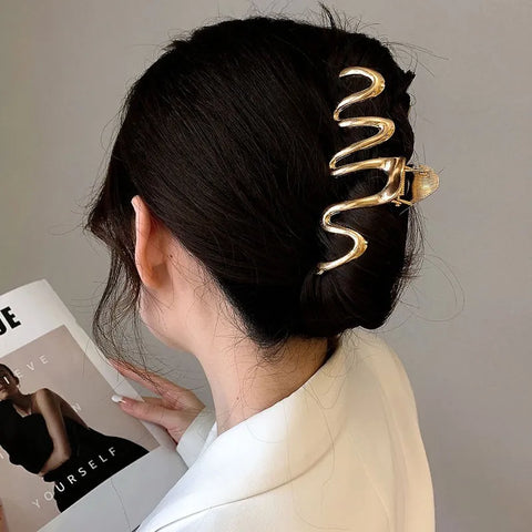 Trendy Metal Hair Claws – Geometric Star Hairpins & Hairgrips