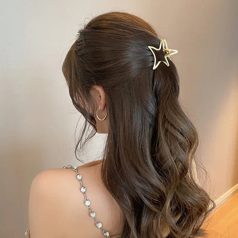 Trendy Metal Hair Claws – Geometric Star Hairpins & Hairgrips