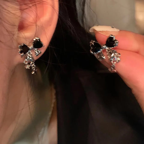 Women’s Bowknot Zircon Stud Earrings – Silver Color, Fashion Jewelry