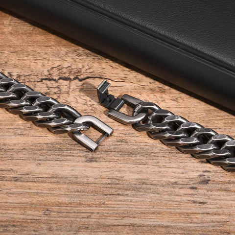 Vnox Heavy Cuban Bracelet – Stainless Steel Punk Rock Jewelry