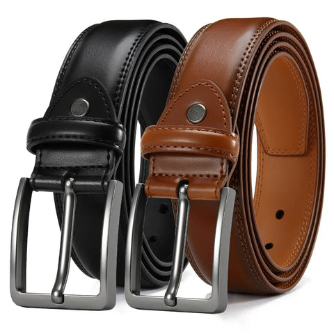 Men’s Cowhide Belt – Metal Buckle, Adjustable, Business Style