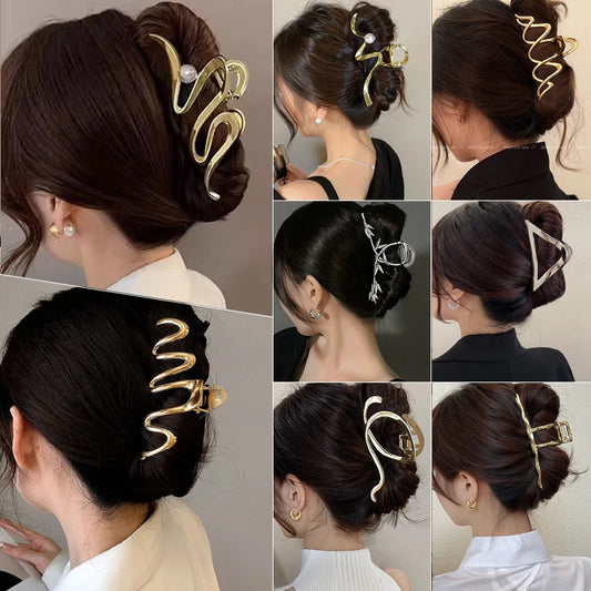 Trendy Metal Hair Claws – Geometric Star Hairpins & Hairgrips