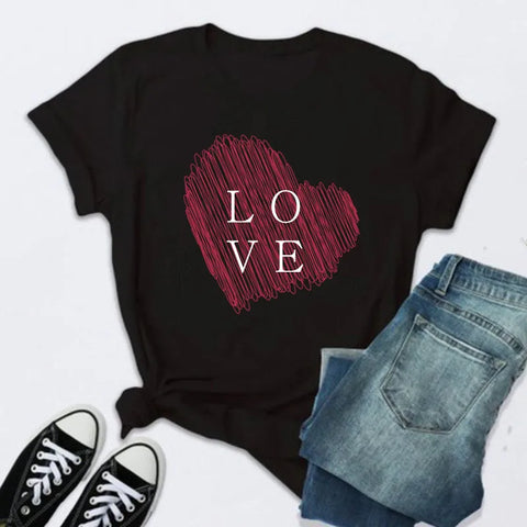 Women’s Fashion T-Shirt – Rose Print Short Sleeve Top