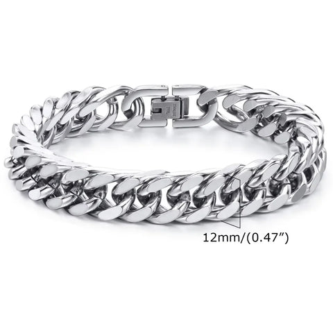 Vnox Heavy Cuban Bracelet – Stainless Steel Punk Rock Jewelry