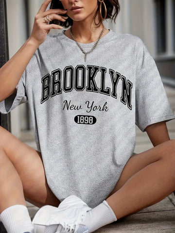 Women's Casual Printed T-Shirt – Drop Shoulder Summer Style