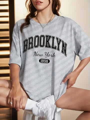 Women's Casual Printed T-Shirt – Drop Shoulder Summer Style