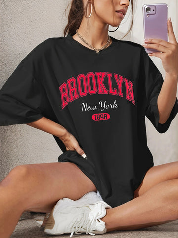 Women's Casual Printed T-Shirt – Drop Shoulder Summer Style